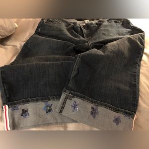 Avenue Capri Jeans, size 26, star sequins pattern